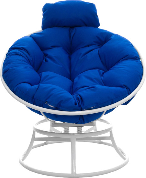 Изображение товара Кресло садовое M-Group Папасан пружинка мини / 12080110 (белый/синяя подушка)