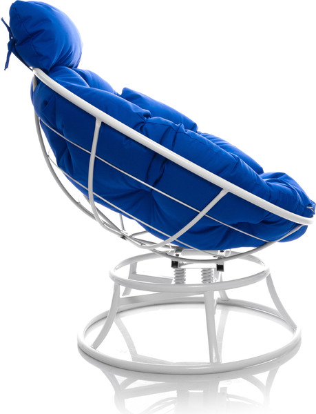 Изображение товара Кресло садовое M-Group Папасан пружинка мини / 12080110 (белый/синяя подушка)