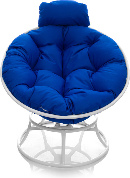 Изображение товара Кресло садовое M-Group Папасан пружинка мини / 12080110 (белый/синяя подушка)