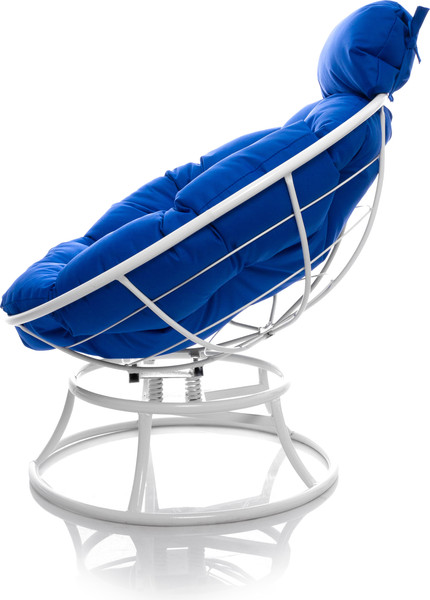 Изображение товара Кресло садовое M-Group Папасан пружинка мини / 12080110 (белый/синяя подушка)