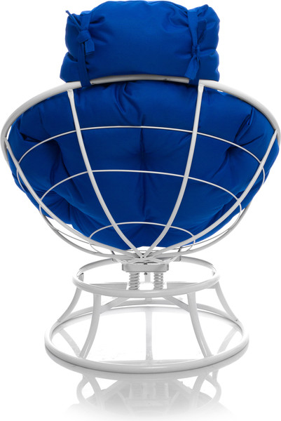 Изображение товара Кресло садовое M-Group Папасан пружинка мини / 12080110 (белый/синяя подушка)