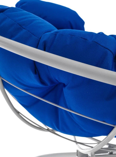 Изображение товара Кресло садовое M-Group Папасан пружинка мини / 12080110 (белый/синяя подушка)
