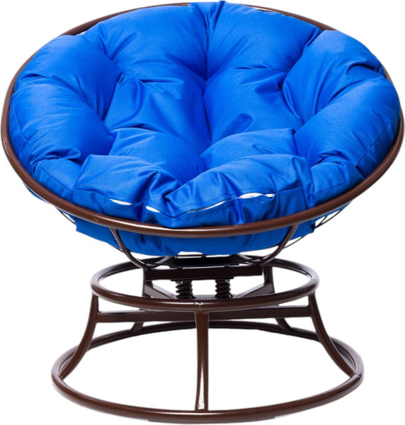 Изображение товара Кресло садовое M-Group Папасан пружинка мини / 12080210 (коричневый/синяя подушка)