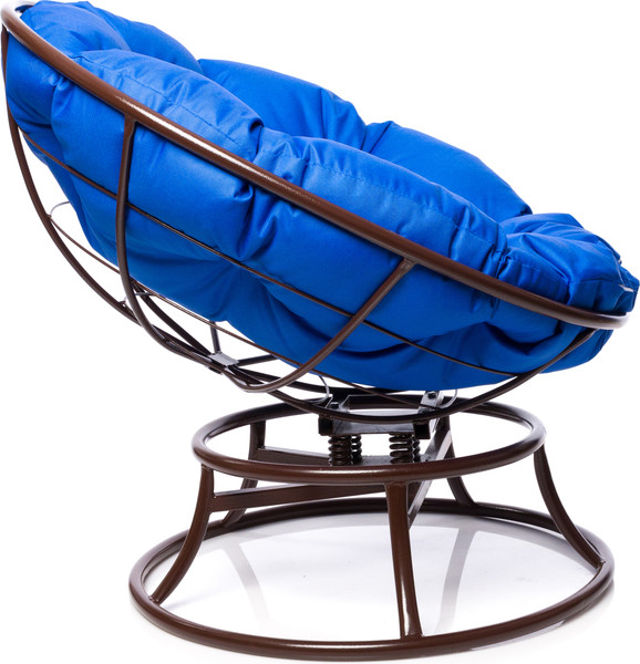 Изображение товара Кресло садовое M-Group Папасан пружинка мини / 12080210 (коричневый/синяя подушка)