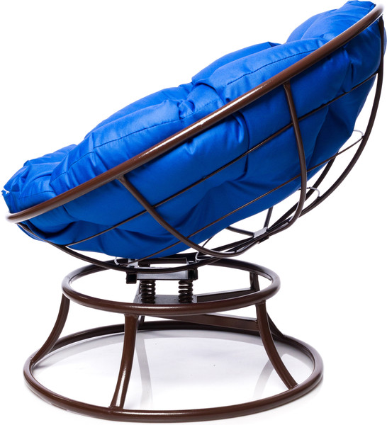 Изображение товара Кресло садовое M-Group Папасан пружинка мини / 12080210 (коричневый/синяя подушка)