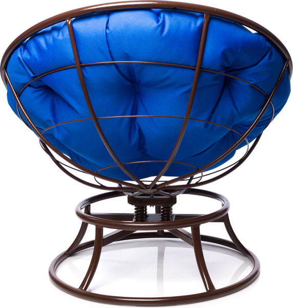 Изображение товара Кресло садовое M-Group Папасан пружинка мини / 12080210 (коричневый/синяя подушка)