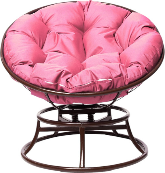 Изображение товара Кресло садовое M-Group Папасан пружинка мини / 12080208 (коричневый/розовая подушка)