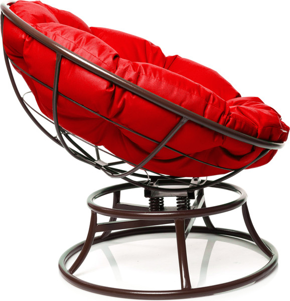 Изображение товара Кресло садовое M-Group Папасан пружинка мини / 12080206 (коричневый/красная подушка)