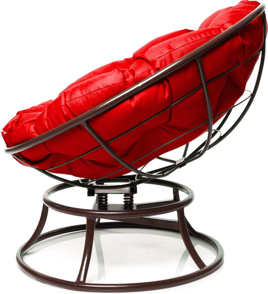 Изображение товара Кресло садовое M-Group Папасан пружинка мини / 12080206 (коричневый/красная подушка)