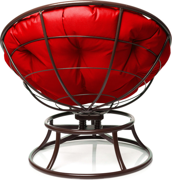Изображение товара Кресло садовое M-Group Папасан пружинка мини / 12080206 (коричневый/красная подушка)
