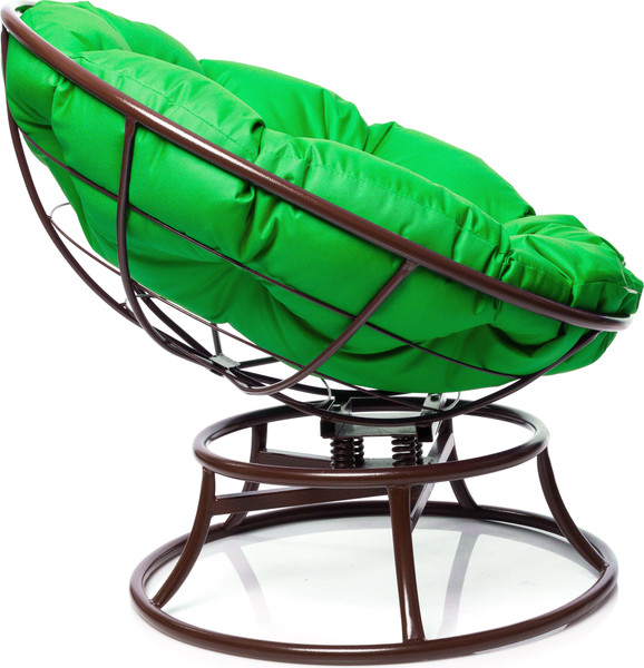 Изображение товара Кресло садовое M-Group Папасан пружинка мини / 12080204 (коричневый/зеленая подушка)