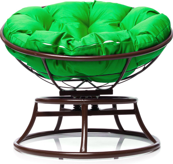 Изображение товара Кресло садовое M-Group Папасан пружинка мини / 12080204 (коричневый/зеленая подушка)