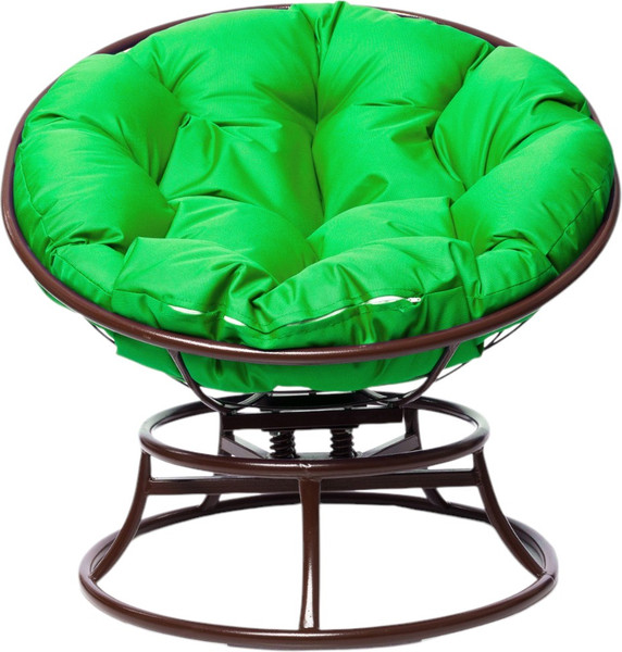 Изображение товара Кресло садовое M-Group Папасан пружинка мини / 12080204 (коричневый/зеленая подушка)