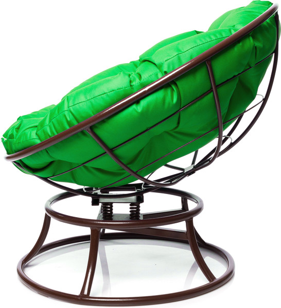 Изображение товара Кресло садовое M-Group Папасан пружинка мини / 12080204 (коричневый/зеленая подушка)