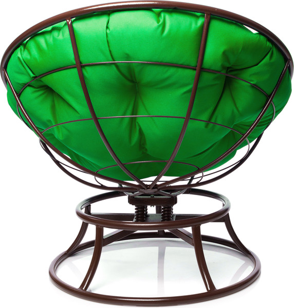 Изображение товара Кресло садовое M-Group Папасан пружинка мини / 12080204 (коричневый/зеленая подушка)