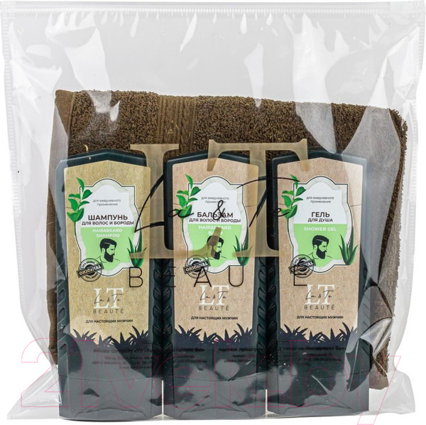 Изображение товара Набор косметики для тела и волос La and Te beaute Шампунь+Бальзам+Гель для душа+Полотенце LTMEN5