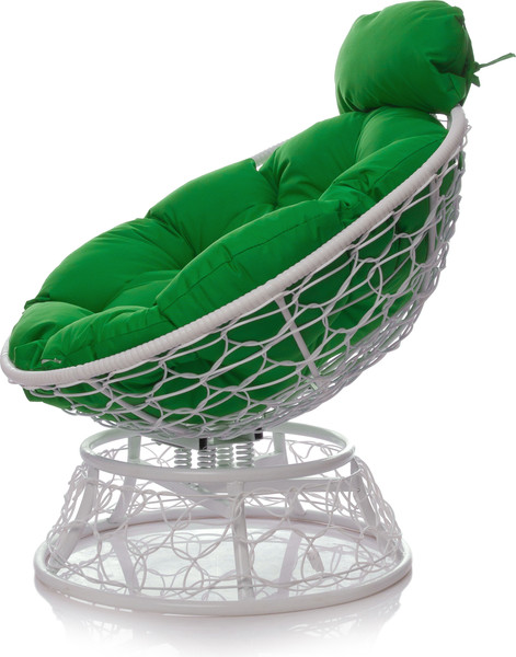 Изображение товара Кресло садовое M-Group Папасан пружинка мини / 12090104 (белый ротанг/зеленая подушка)