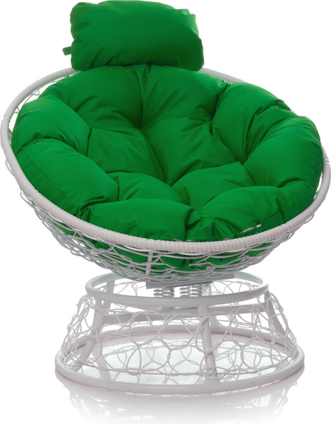 Изображение товара Кресло садовое M-Group Папасан пружинка мини / 12090104 (белый ротанг/зеленая подушка)