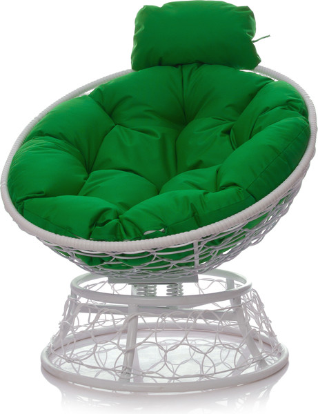Изображение товара Кресло садовое M-Group Папасан пружинка мини / 12090104 (белый ротанг/зеленая подушка)