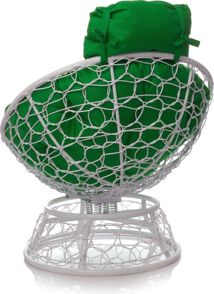 Изображение товара Кресло садовое M-Group Папасан пружинка мини / 12090104 (белый ротанг/зеленая подушка)