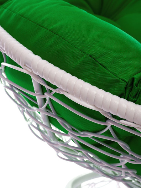 Изображение товара Кресло садовое M-Group Папасан пружинка мини / 12090104 (белый ротанг/зеленая подушка)