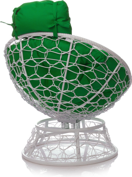 Изображение товара Кресло садовое M-Group Папасан пружинка мини / 12090104 (белый ротанг/зеленая подушка)