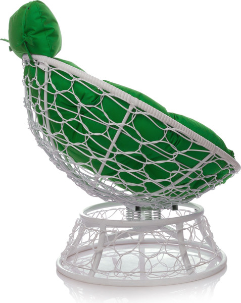 Изображение товара Кресло садовое M-Group Папасан пружинка мини / 12090104 (белый ротанг/зеленая подушка)