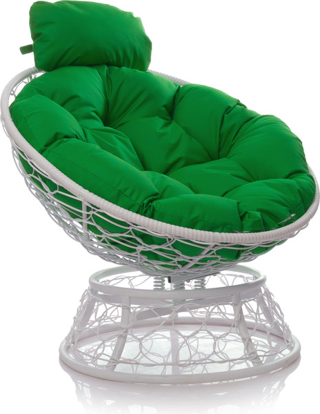 Изображение товара Кресло садовое M-Group Папасан пружинка мини / 12090104 (белый ротанг/зеленая подушка)