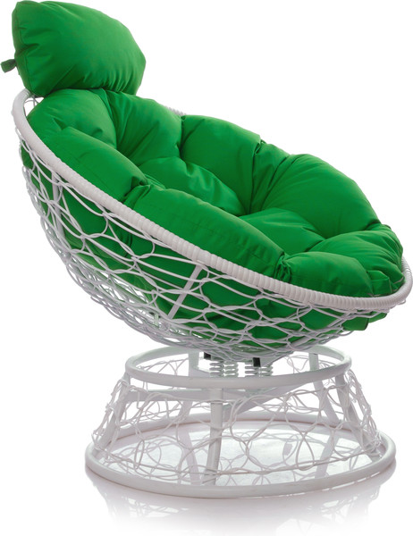 Изображение товара Кресло садовое M-Group Папасан пружинка мини / 12090104 (белый ротанг/зеленая подушка)