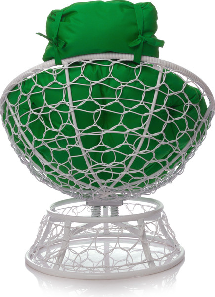 Изображение товара Кресло садовое M-Group Папасан пружинка мини / 12090104 (белый ротанг/зеленая подушка)