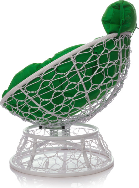 Изображение товара Кресло садовое M-Group Папасан пружинка мини / 12090104 (белый ротанг/зеленая подушка)