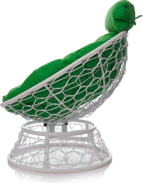 Изображение товара Кресло садовое M-Group Папасан пружинка мини / 12090104 (белый ротанг/зеленая подушка)