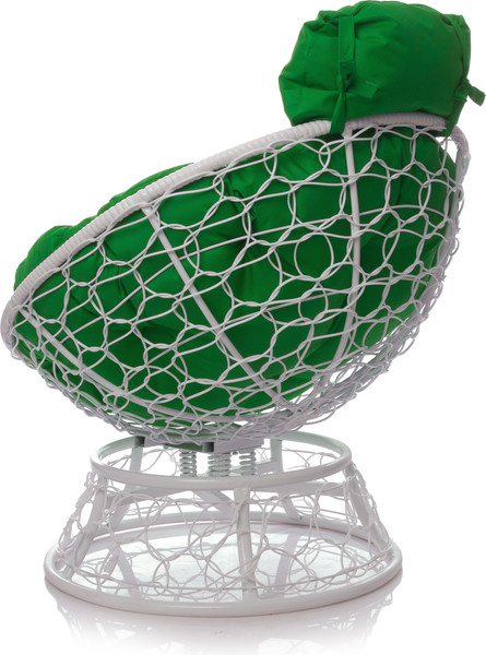 Изображение товара Кресло садовое M-Group Папасан пружинка мини / 12090104 (белый ротанг/зеленая подушка)