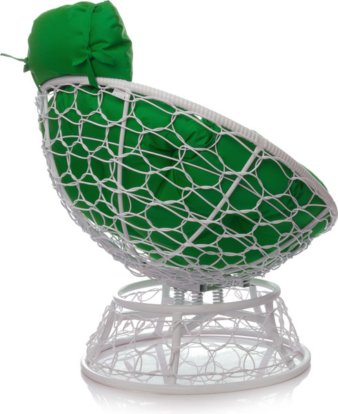 Изображение товара Кресло садовое M-Group Папасан пружинка мини / 12090104 (белый ротанг/зеленая подушка)