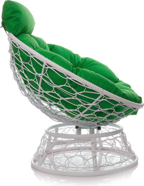 Изображение товара Кресло садовое M-Group Папасан пружинка мини / 12090104 (белый ротанг/зеленая подушка)