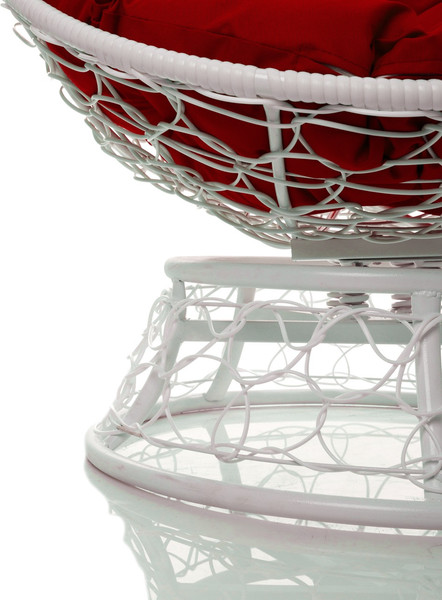 Изображение товара Кресло садовое M-Group Папасан пружинка мини / 12090106 (белый ротанг/красная подушка)