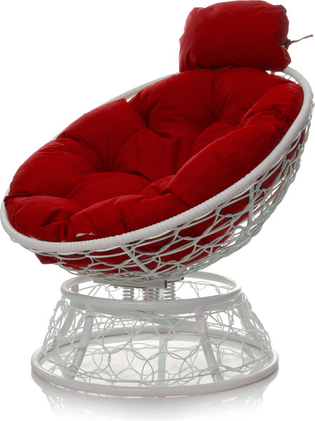 Изображение товара Кресло садовое M-Group Папасан пружинка мини / 12090106 (белый ротанг/красная подушка)