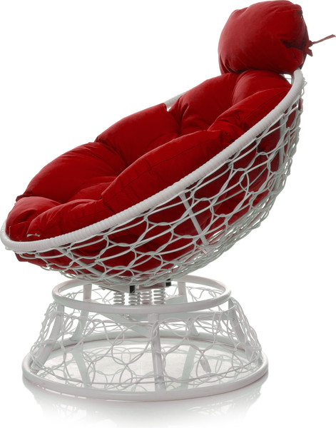 Изображение товара Кресло садовое M-Group Папасан пружинка мини / 12090106 (белый ротанг/красная подушка)