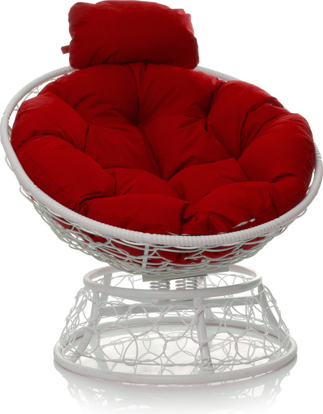 Изображение товара Кресло садовое M-Group Папасан пружинка мини / 12090106 (белый ротанг/красная подушка)