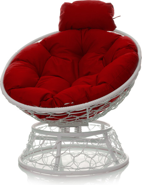Изображение товара Кресло садовое M-Group Папасан пружинка мини / 12090106 (белый ротанг/красная подушка)