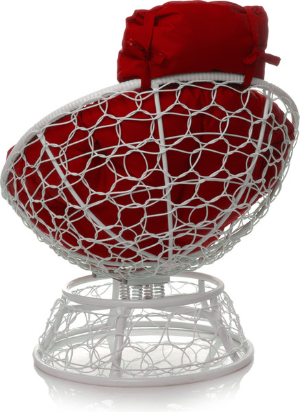 Изображение товара Кресло садовое M-Group Папасан пружинка мини / 12090106 (белый ротанг/красная подушка)