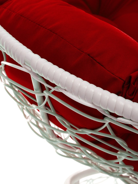 Изображение товара Кресло садовое M-Group Папасан пружинка мини / 12090106 (белый ротанг/красная подушка)