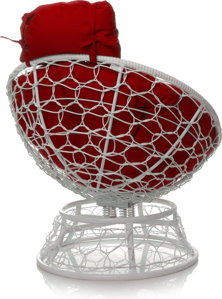 Изображение товара Кресло садовое M-Group Папасан пружинка мини / 12090106 (белый ротанг/красная подушка)