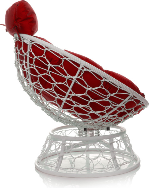 Изображение товара Кресло садовое M-Group Папасан пружинка мини / 12090106 (белый ротанг/красная подушка)