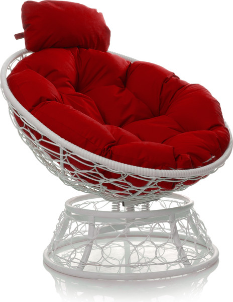 Изображение товара Кресло садовое M-Group Папасан пружинка мини / 12090106 (белый ротанг/красная подушка)