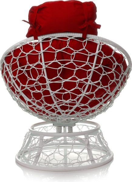 Изображение товара Кресло садовое M-Group Папасан пружинка мини / 12090106 (белый ротанг/красная подушка)