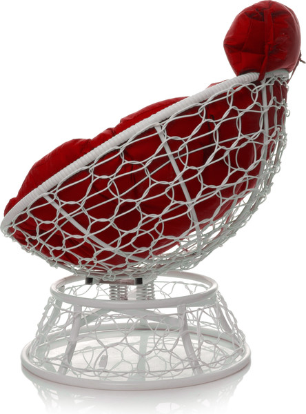 Изображение товара Кресло садовое M-Group Папасан пружинка мини / 12090106 (белый ротанг/красная подушка)