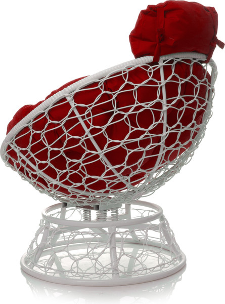 Изображение товара Кресло садовое M-Group Папасан пружинка мини / 12090106 (белый ротанг/красная подушка)