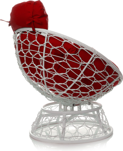 Изображение товара Кресло садовое M-Group Папасан пружинка мини / 12090106 (белый ротанг/красная подушка)