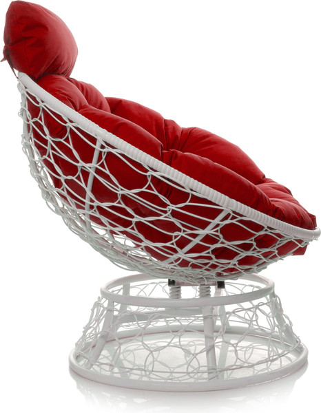 Изображение товара Кресло садовое M-Group Папасан пружинка мини / 12090106 (белый ротанг/красная подушка)